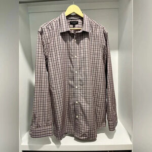 Banana republic non-iron slim fit maroon and navy plaid button down XL